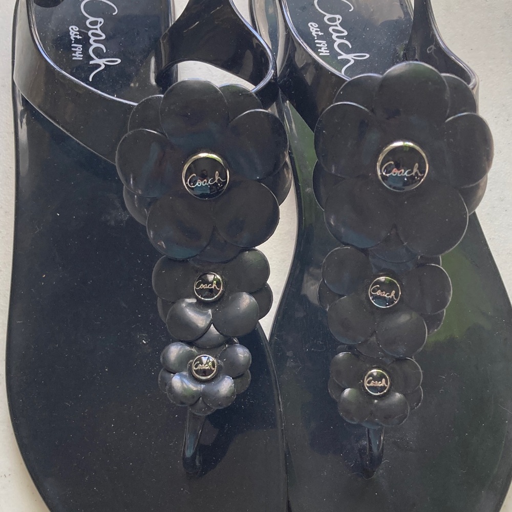 Coach Black Floral Jelly Sandals - Picture 5 of 5